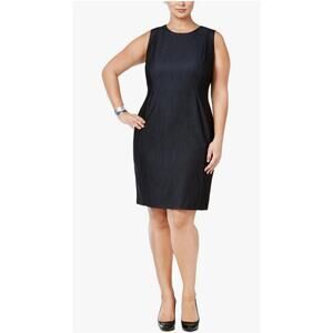 Calvin Klein 18W Plus-Size Denim Sheath Dress Stretchy Jean Bodycon Sleeveless